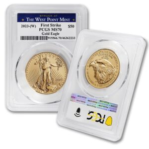 2023 (w) 1 oz american gold eagle bullion coin ms-70 (first strike - struck at the west point mint) 22k $50 pcgs ms70