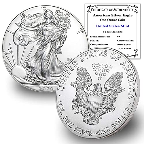 2020 1 oz Silver American Eagle Brilliant Uncirculated with a Certificate of Authenticity $1 BU