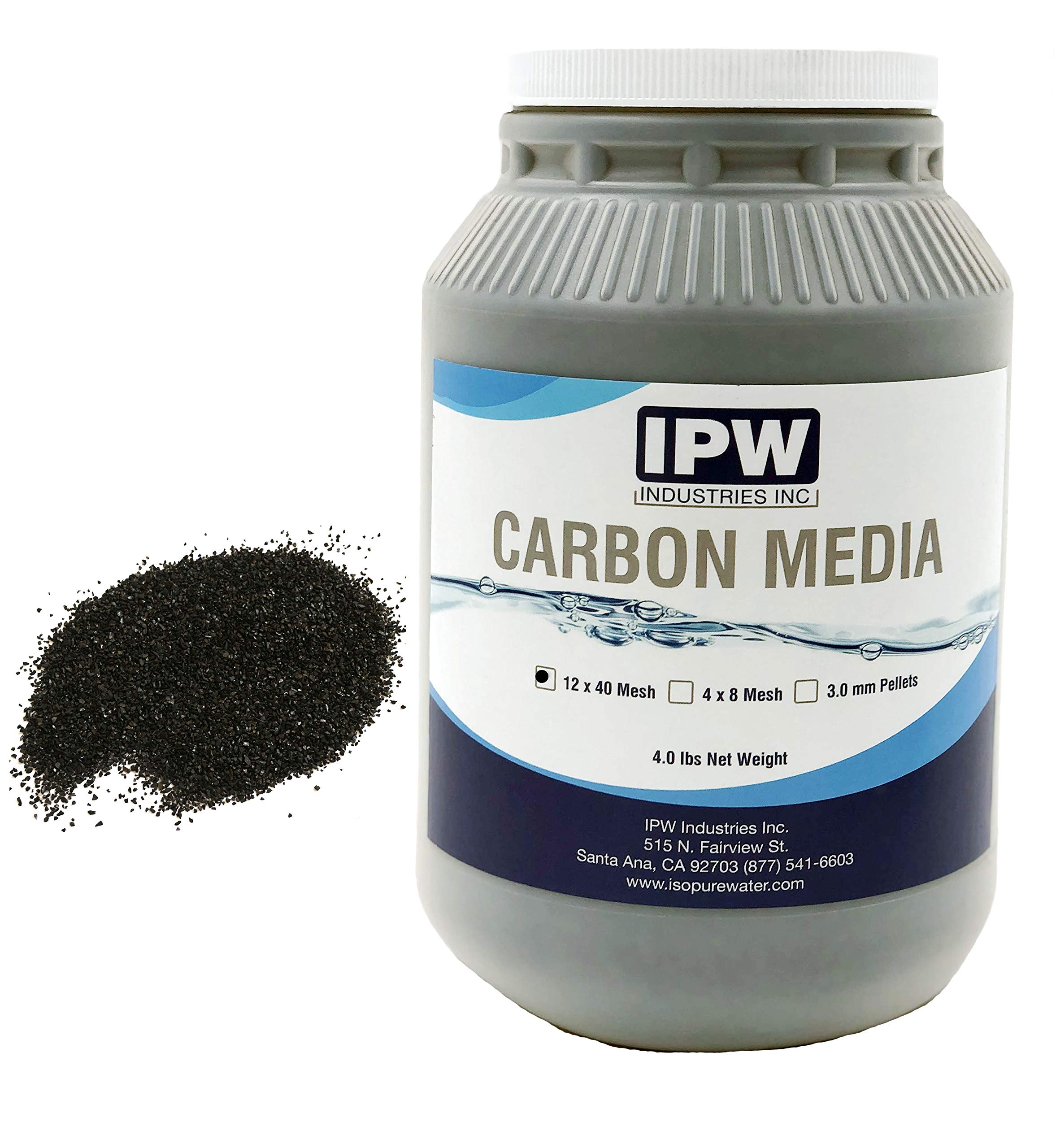 IPW Industries Inc 4 Lbs Bulk Water Filter/Air Filter Refill Coconut Shell Granular Activated Carbon Charcoal in a Jar