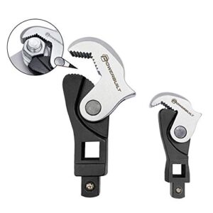 powerbuilt 2 piece spring-loaded crowfoot wrench set, adjustable, auto size, universal, self-adjusting, power grip , rapid wrench- 240274