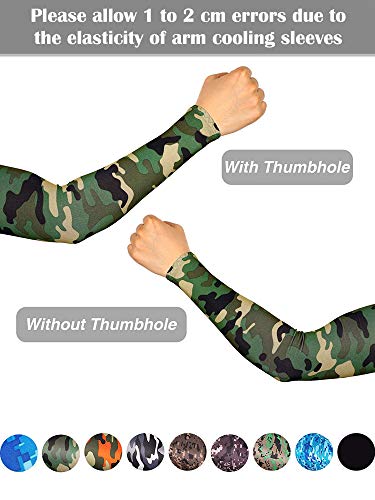 Mudder 9 Pairs Unisex UV Protection Sleeves Arm Cooling Sleeves Ice Silk Arm Sleeves Arm Cover Sleeves (Camouflage, Black)