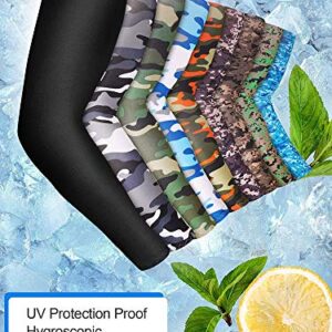 Mudder 9 Pairs Unisex UV Protection Sleeves Arm Cooling Sleeves Ice Silk Arm Sleeves Arm Cover Sleeves (Camouflage, Black)