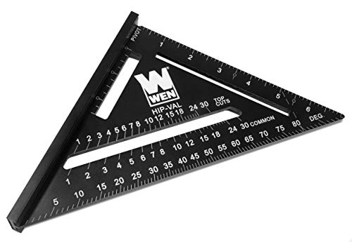 WEN ME777L 7-Inch Magnetic Rafter Square Layout Tool with Laser-Etched Scale, Silver