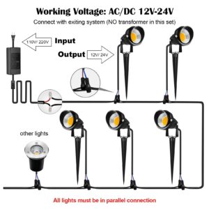 ZUCKEO 10W Low Voltage Landscape Lights LED Landscape Lighting with Connectors 12V Waterproof Outdoor Landscape Spotlights Floor Yard Lawn Best Garden Lights 1000LM Warm White (10Pack with Connector)