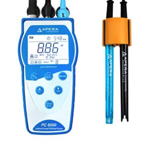 apera instruments premium series pc8500 portable handheld ph/conductivity meter kit (ai5524)