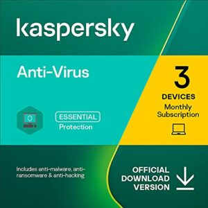kaspersky anti-virus 2023 | 3 devices | 1 month | pc | amazon subscription - monthly auto-renewal