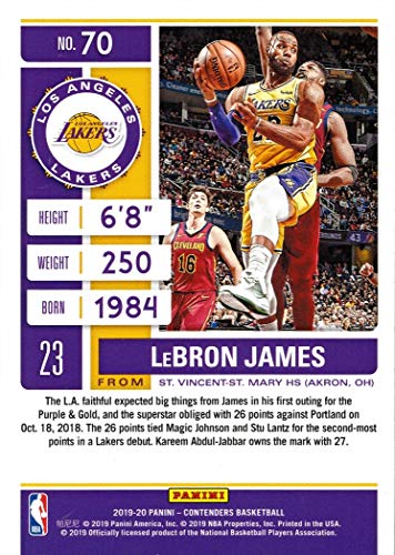 2019-20 Panini Contenders #70 Lebron James Los Angeles Lakers Basketball Card