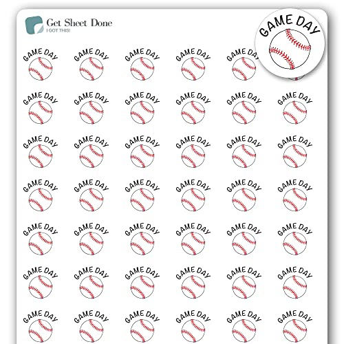 Baseball Planner Sticker / 54 Fun Vinyl Stickers (1/2”) / Sports Exercise Fitness Health Workout Game Reminder/Essential Productivity Life/Bullet Bujo Journal (1 Sheet, Baseball, Matte Vinyl)