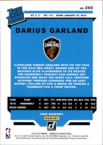 Basketball NBA 2019-20 Donruss #250 Darius Garland Cavaliers