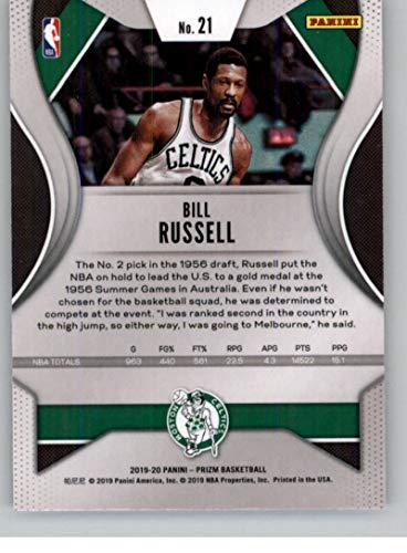 2019-20 Prizm NBA #21 Bill Russell Boston Celtics Official Panini Basketball Trading Card