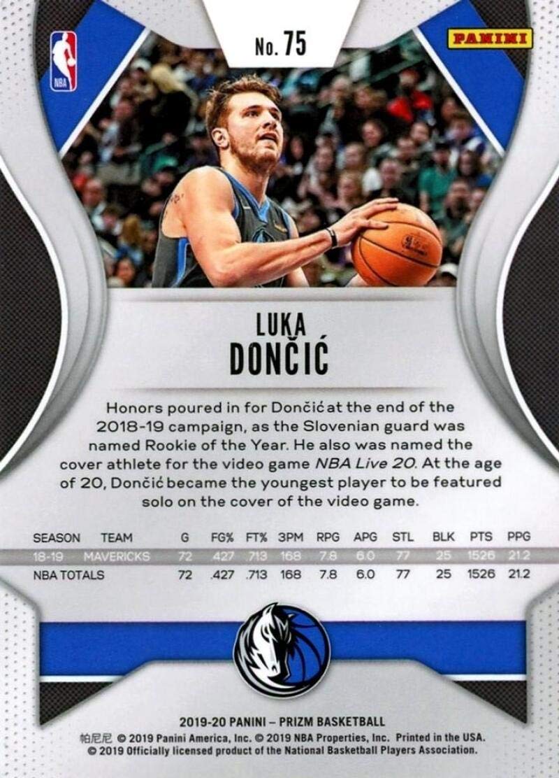 2019-20 Prizm NBA #75 Luka Doncic Dallas Mavericks Official Panini Basketball Trading Card