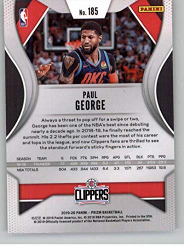 2019-20 Prizm NBA #185 Paul George Los Angeles Clippers Official Panini Basketball Trading Card