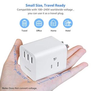 Multi Plug Outlet Adapter, Cruise Power Strip No Surge Protector with USB Outlets, USB Wall Charger with 3 Outlets 3 USB Ports(3.1A), Wall Plug Outlet Extenders for Travel Home Office