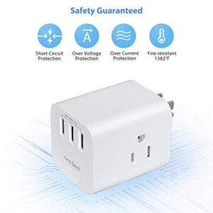 Multi Plug Outlet Adapter, Cruise Power Strip No Surge Protector with USB Outlets, USB Wall Charger with 3 Outlets 3 USB Ports(3.1A), Wall Plug Outlet Extenders for Travel Home Office