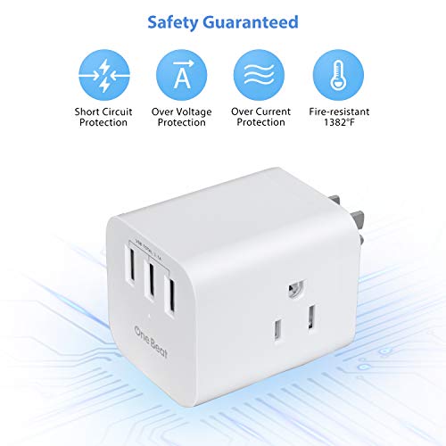 Multi Plug Outlet Adapter, Cruise Power Strip No Surge Protector with USB Outlets, USB Wall Charger with 3 Outlets 3 USB Ports(3.1A), Wall Plug Outlet Extenders for Travel Home Office