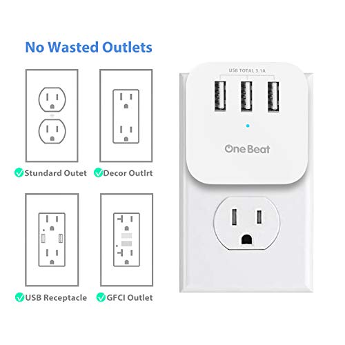 Multi Plug Outlet Adapter, Cruise Power Strip No Surge Protector with USB Outlets, USB Wall Charger with 3 Outlets 3 USB Ports(3.1A), Wall Plug Outlet Extenders for Travel Home Office