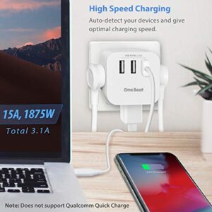 Multi Plug Outlet Adapter, Cruise Power Strip No Surge Protector with USB Outlets, USB Wall Charger with 3 Outlets 3 USB Ports(3.1A), Wall Plug Outlet Extenders for Travel Home Office