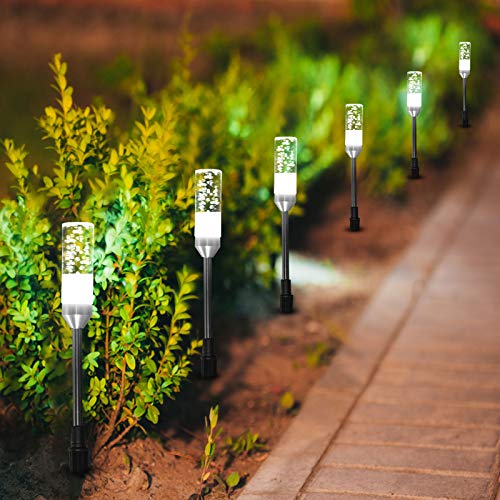 GreenClick Pathway Lights Outdoor, Extendable 6 Pack 570 Lumen Bright LED Path Lights, IP65 Waterproof 12V Landscape Lighting Cool White Acrylic Bubble Garden Lights for Lawn Patio Yard, 6000K