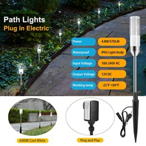 GreenClick Pathway Lights Outdoor, Extendable 6 Pack 570 Lumen Bright LED Path Lights, IP65 Waterproof 12V Landscape Lighting Cool White Acrylic Bubble Garden Lights for Lawn Patio Yard, 6000K