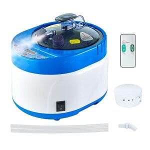 zonemel sauna steamer portable pot 4 liters, stainless steel steam generator with remote control, spa machine with timer display mist moisturizing for body detox, home spa (blue, us plug)