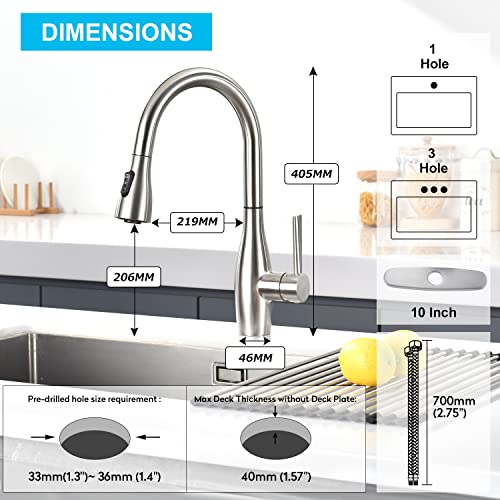 CREA Touch Kitchen Faucet with Pull Out Sprayer, Touch-on Activated Kitchen Sink Faucet Single Handle RV Uitility Laundry Outdoor Faucet with Deck Plate