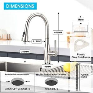 CREA Touch Kitchen Faucet with Pull Out Sprayer, Touch-on Activated Kitchen Sink Faucet Single Handle RV Uitility Laundry Outdoor Faucet with Deck Plate