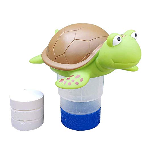 Chlorine Floater, Turtle Collapsible Floating Pool Dispenser Set，Fits 3" Chlorine Tablets，Release Adjustable for Indoor & Outdoor Swimming Pool Hot Tub SPA(2 Pack)