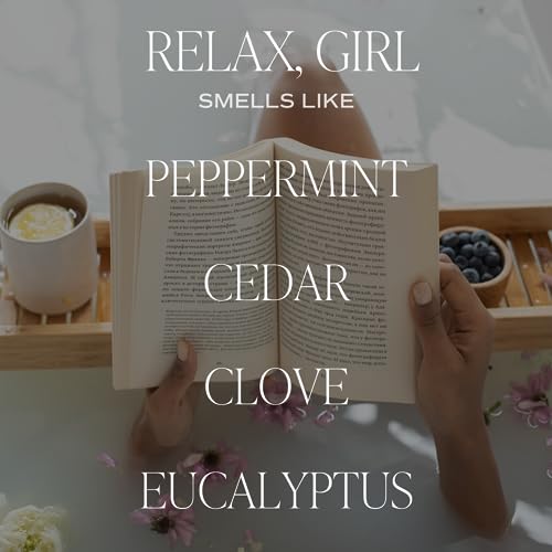 Sweet Water Decor, Relax Girl, Peppermint, Cedar, Clove, and Eucalyptus Scented Soy Wax Candle for Home | 9oz Clear Jar, 40 Hour Burn Time, Made in the USA