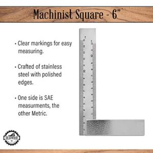 DCT Engineer Square - Precision Square Machinist Square Set Woodworking Square Steel Square 6 Inches Small Square