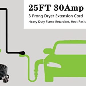 S7 25FT 30Amp NEMA 10-30P/10-30R 3 Prong Dryer Extension Cord with Heavy Duty Thick Anti-Weather Outdoor Extension Cord