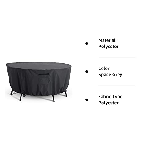 Tempera Patio Round Furniture Cover , Anti-Fading and UV Resistant Sectional Sofa , Outdoor Table Cover Waterproof , 84''D x 27.8''H,Space Grey