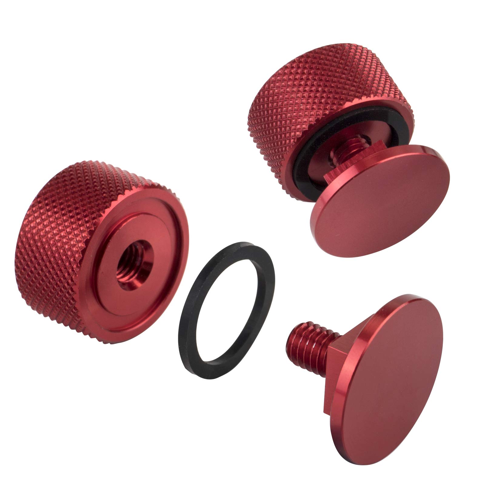 3mirrors Welding Hood (Pipeliner) Helmet Fasteners Red Headgear Replacement Parts Accessories Screws Flip Hood Aluminum - Anodized w/Silicone Washer Non-Slip 1 Pair