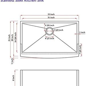 Hotis Black Farmhouse Sink, 33 Inch Farm Sink, Apron-Front 304 Stainless Steel Farmhouse Kitchen Sink, Single Bowl Undermount Apron Sink With Dish Grid