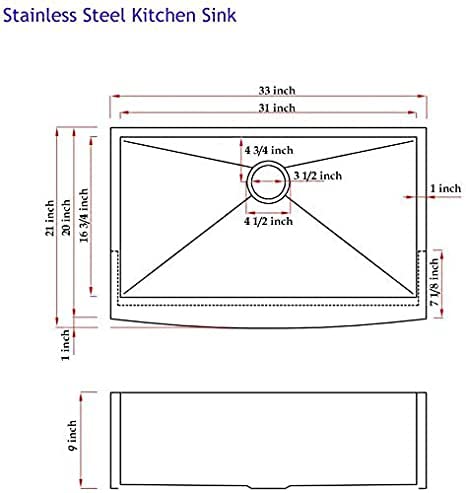 Hotis Black Farmhouse Sink, 33 Inch Farm Sink, Apron-Front 304 Stainless Steel Farmhouse Kitchen Sink, Single Bowl Undermount Apron Sink With Dish Grid