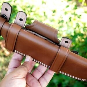 Ottoza Handmade XL Leather Knife Sheath RIGHT HAND Tracker Knife Sheath - Bushcraft Knife Sheath - Hunting Knife Sheath - Survival Knife Sheath Horizontal Carry Dark Brown TOP GRAIN LEATHER No:205