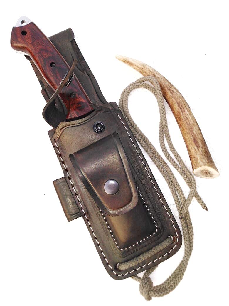 Ottoza Handmade Leather Knife Sheath SIDE DRAW Knife Sheath - Bushcraft Knife Sheath - Hunting Knife Sheath - Survival Knife Sheath - Vertical Knife Sheath Dark Brown TOP GRAIN LEATHER No:207