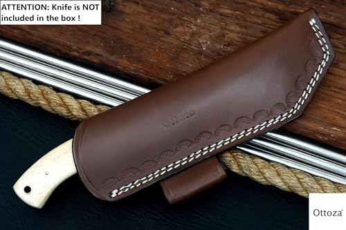 Ottoza Handmade Leather Knife Sheath SIDE DRAW Knife Sheath - Bushcraft Knife Sheath - Hunting Knife Sheath - Survival Knife Sheath - Vertical Knife Sheath Dark Brown TOP GRAIN LEATHER No:206