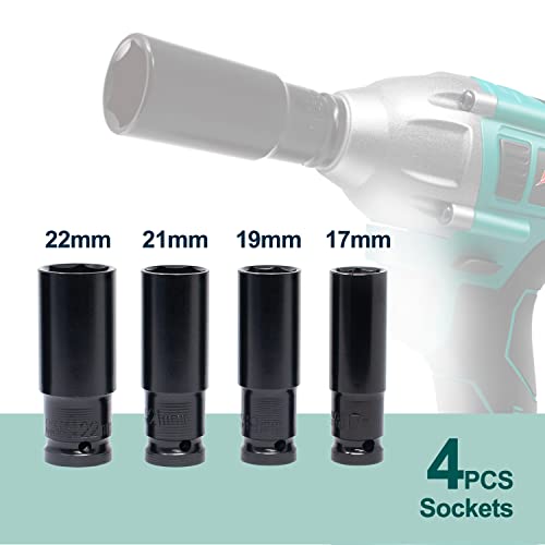 KINSWOOD 20V Cordless Impact Wrench 1/2 inch, Powerful Brushless Motor, Max 320 Torque ft-lbs, 3.0A Li-ion Battery, 4Pcs Driver Impact Sockets, Fast Charger (2 Battery)