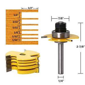 Meihejia 1/4 Inch Shank Slot Cutter Router Bit Set - 6 Size