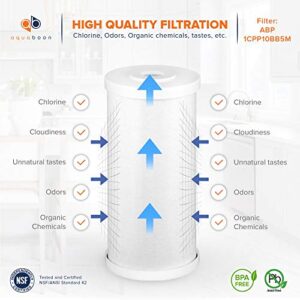 Aquaboon 10" x 4.5" 2 Pack Whole House Water Filter Cartridge 5 Micron - Sediment and Carbon Water Filter Cartridge Replacement Сompatible with GE FXHTC, GXWH35F, GXWH30C, GXWH40L, WHKF-GD25BB