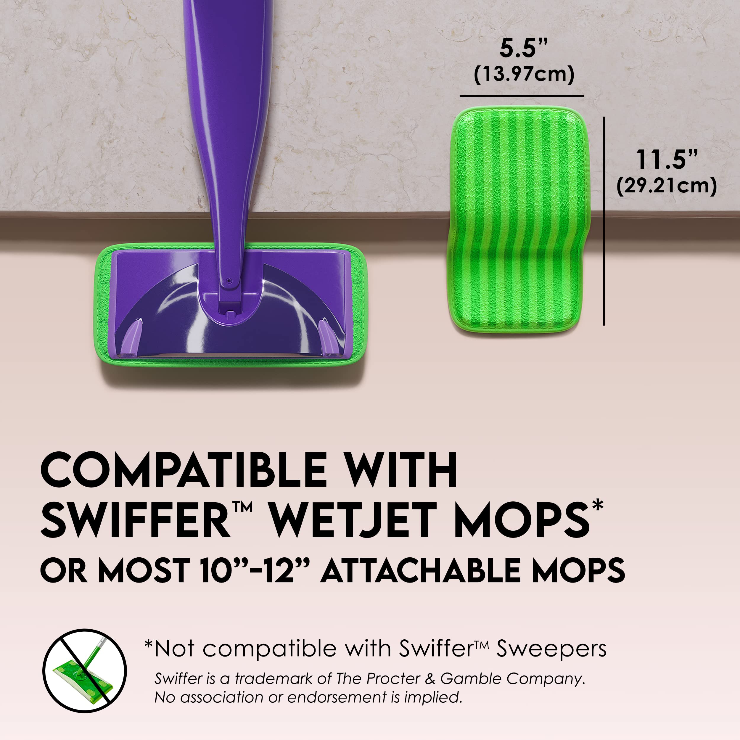 Reusable Floor Mop Pads - 8 Pack Swiffer Wet Jet Compatible Refills - Machine Washable, 12-inch Microfiber Mop Swiffer Wet Pads - Eco-Friendly Household Cleaning Supplies