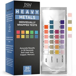 heavy metals water test kit - drinking water test strips with ebook - quick and accurate testing kits for drinking water - test iron, copper, mercury, and lead - 20 test strips by jnw direct