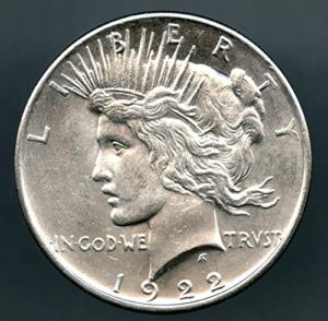 1922 p blazing 1922 gem u.s. silver"peace" dollar! buy 2 also get scarcer 1924! an american icon! $1 between brilliant and gem uncirculated