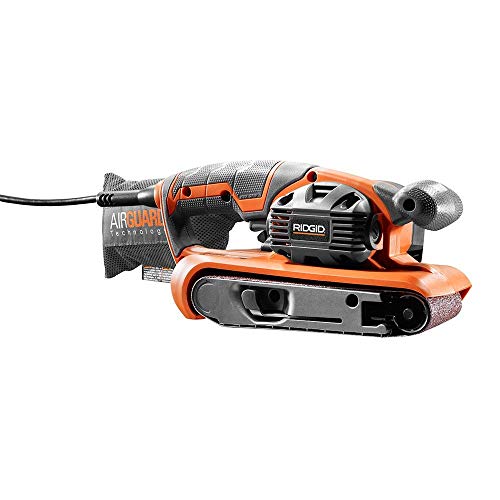 Ridgid 6.5 Amp Corded 3 in. x 18 in. Variable Speed Belt Sander with AIRGUARD Technology, R27401, (Bulk Packaged, Non-Retail Packaging) (Renewed)