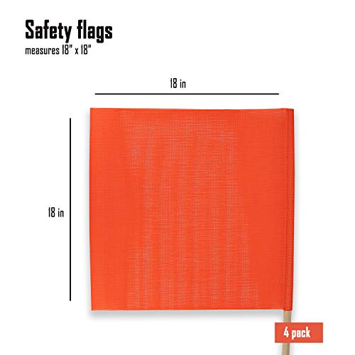 Bright Orange Safety Wide Load Flag Traffic Warning Flags for Trucks 4 Pack 18”x18”