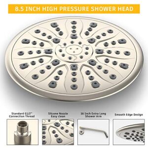 SunCleanse Shower System, Bathroom Rainfall Shower Faucet Set Complete with 7-Setting Handheld Shower Head Combo, Included Rough in Valve and Trim Kit, Brushed Nickel