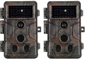 2-pack no glow game & deer trail cameras 24mp 1080p h.264 video 100ft night vision motion activated 0.1s trigger speed waterproof farm & yard cameras for home surveillance & outdoor wildlife hunting