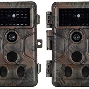 2-Pack No Glow Game & Deer Trail Cameras 24MP 1080P H.264 Video 100ft Night Vision Motion Activated 0.1S Trigger Speed Waterproof Farm & Yard Cameras for Home Surveillance & Outdoor Wildlife Hunting