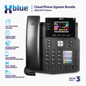 XBLUE Cloud Phone System Bundle with (3) IP Phones & (6) Months of XBLUE Cloud VoIP Telephone Service w/Auto Attendant, Voicemail to Email, Cell Phone & Remote Extensions, Call Queuing, Call Record