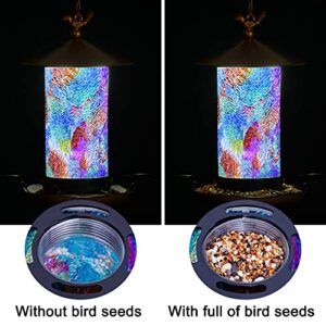 Ottsuls Solar Bird Feeder for Outside - Mosaic Copper Outdoor Hanging Lantern, Solar Powered Hanging Birdfeeder with Hook for Wild Birds, Unique Bird-Gift